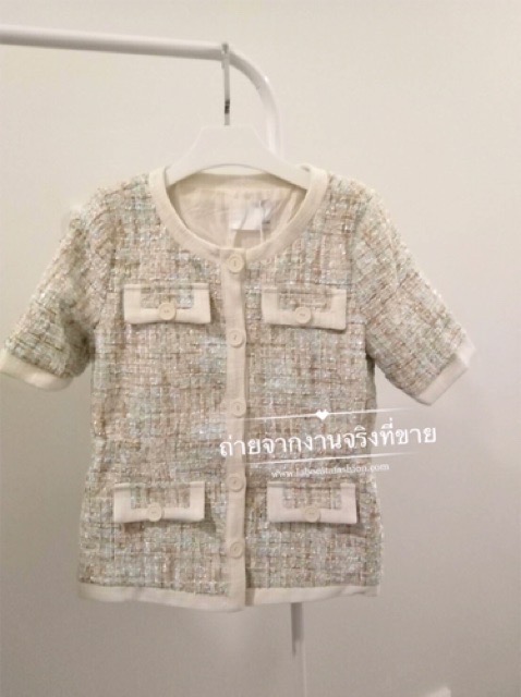 เสื้อคลุมผ้าทวีตชาแนล แขนสั้นติดกระดุมได้ งานPermium Quality