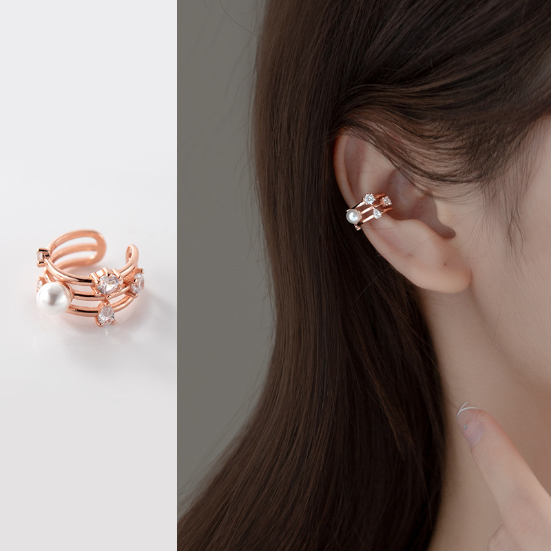 ต่างหูหนีบ หนีบได้ทุกตำแหน่งของใบหู ไม่เจาะหูก็สวยได้ (ราคา/คู่)พร้อมส่งสีเงิน Cuf_EC340