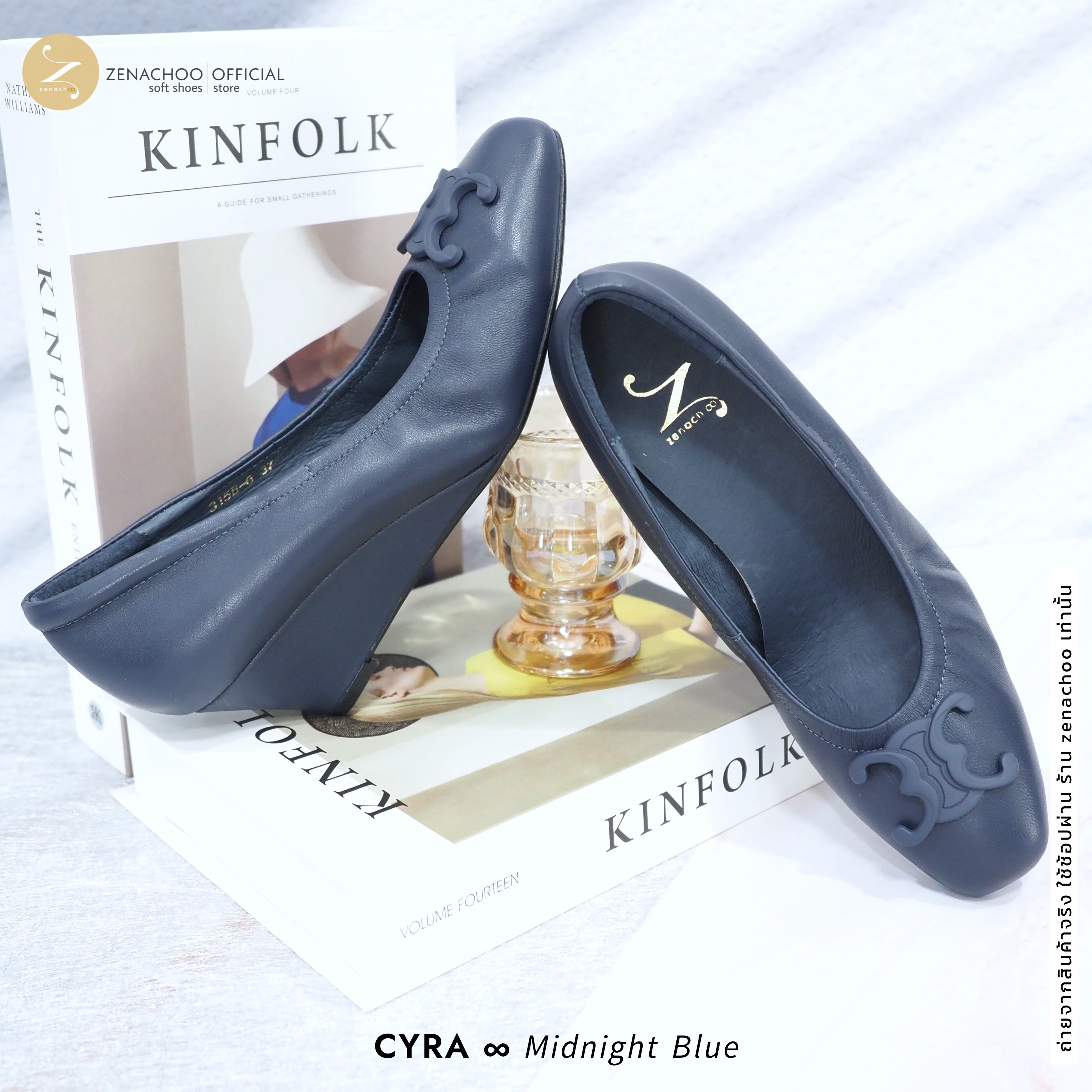 ทรงปกติ เปลี่ยนไซส์ได้-ไม่รับคืน Zenachoo รุ่นขายดี Cyra wedge ส้นเตารีดสูง 2นิ้ว รองเท้าหนังแกะแท้