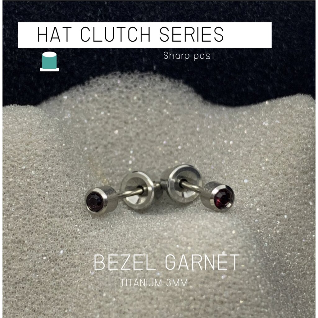 ส่งฟรี!(ไทเทเนี่ยม 100%) ต่างหูสำหรับผิวแพ้ง่ายแป้นตัน ปลอดภัย 100% Titanium Bezel สีดำน้ำตาล 3mm