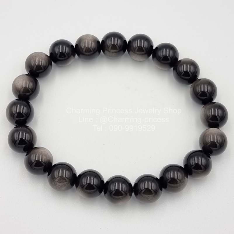 Silver Sheen Obsidian ซิลเวอร์ชีน ออบซิเดียน 10 มม ช่วยขับไล่โชคชะตาที่เลวร้าย