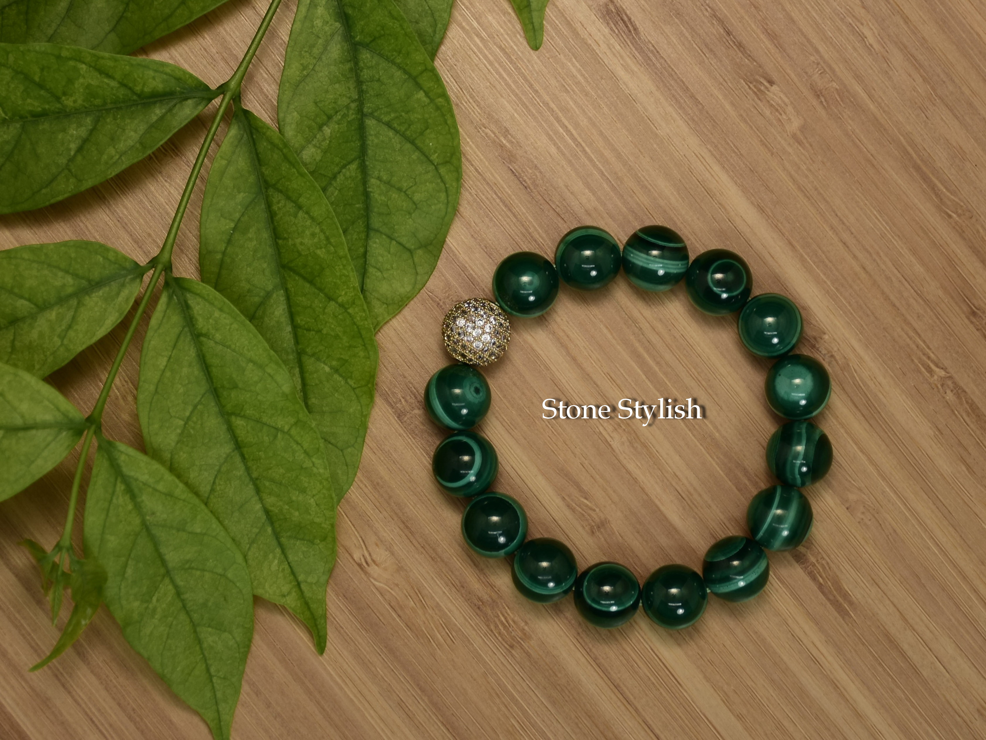 สร้อยข้อมือหินมาลาไคท์ Malachite ขนาด 10 มิล
