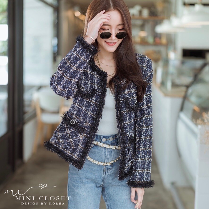 เสื้อคลุมผ้าทวีตสไตล์เกาหลี