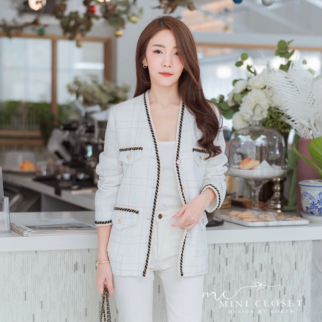 เสื้อคลุมผ้าทวีตเกาหลี เรียบหรูดูแพง ส่งfree ค่ะ