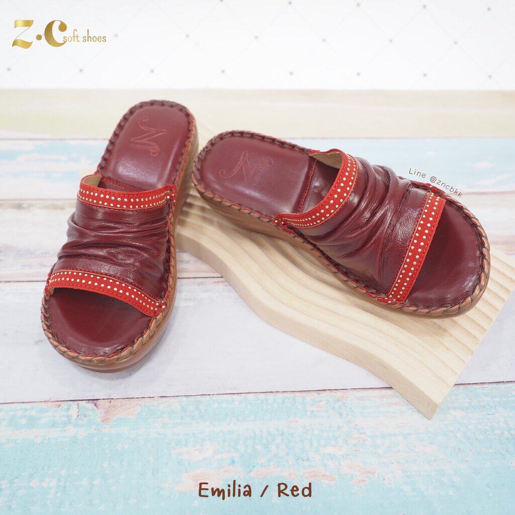 ทรงปกติ เปลี่ยนไซส์ได้ ไม่รับคืน Zenachoo รองเท้าสุขภาพ รุ่น Emilia สูง 2 นิ้วหนังแท้ รุ่นขายดี