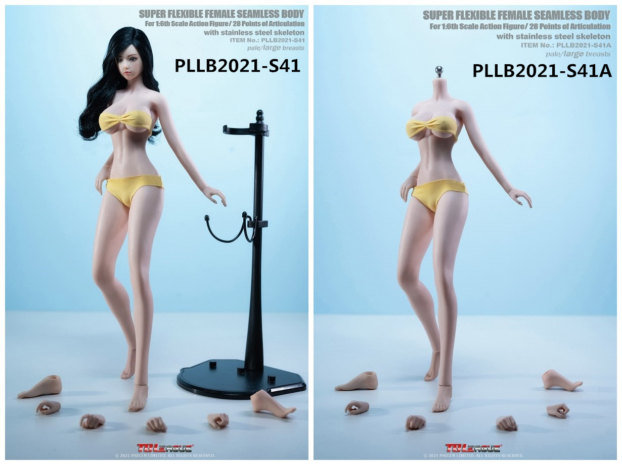 TBLeague PLLB2021-S41A 1/6 Super Flexible Female Seamless Body: Tall and Slender Detachable Feet - Pale / Large Breasts