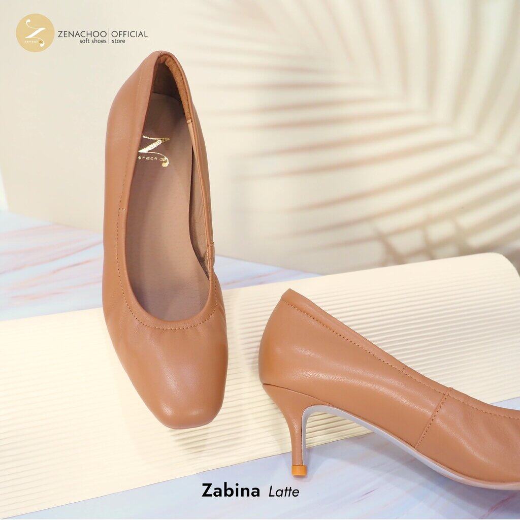 ทรงปกติ เปลี่ยนไซส์ได้-ไม่รับคืน Zenachoo รุ่น zabina สูง 2 นิ้ว รองเท้าหนังแกะแท้ทรงหัวตัด