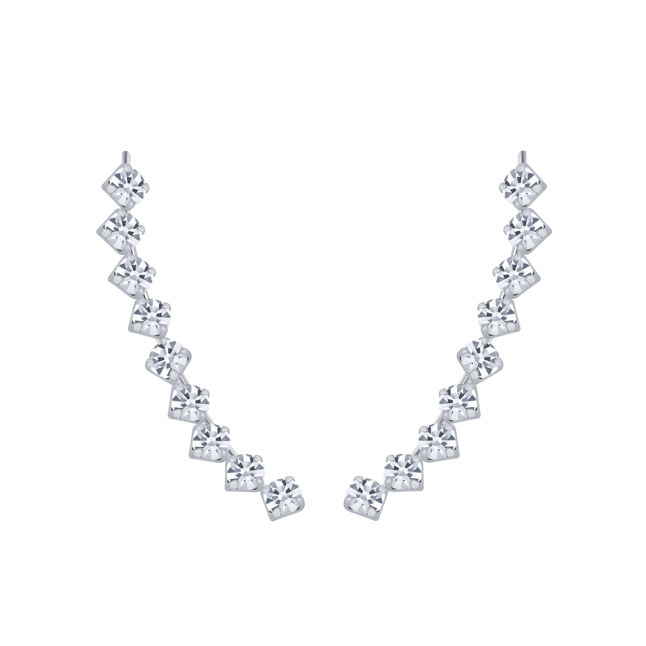 ต่างหูสำหรับผิวแพ้ง่าย เงินแท้ 92.5% Curved Line Crystal 2_ES0111