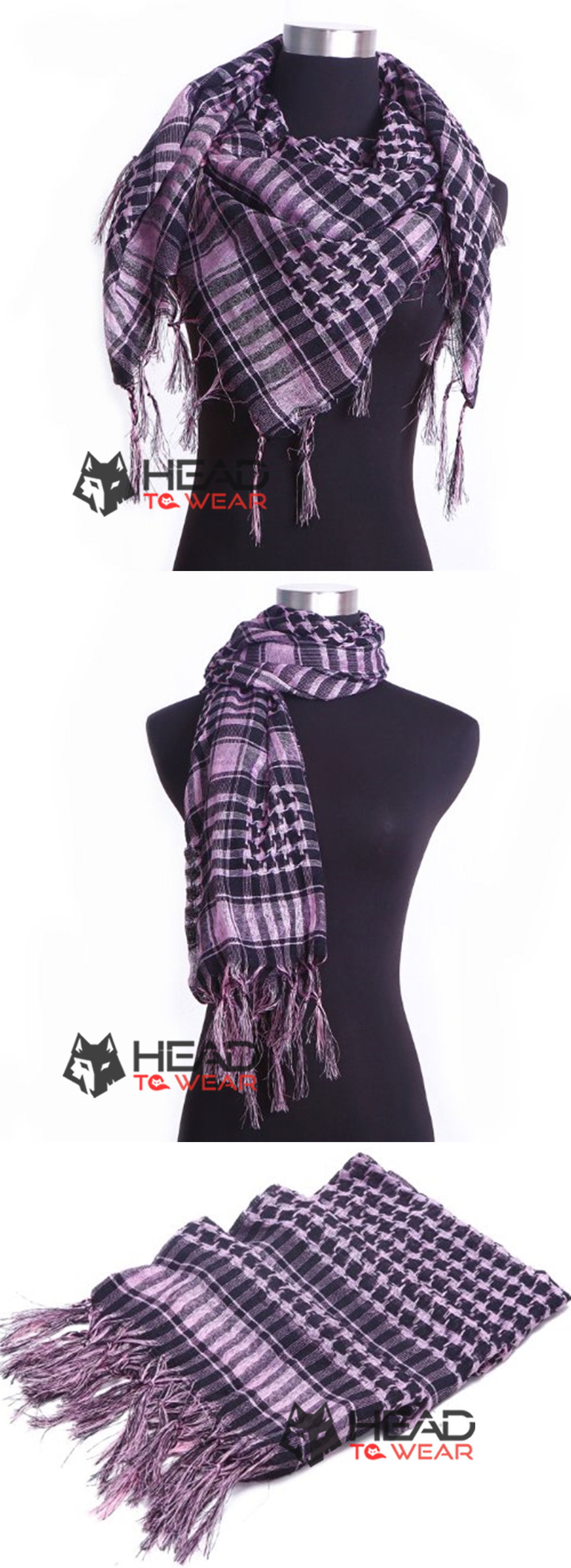 ผ้าพันคอชีมัค Shemash (เนื้อผ้า Viscose) : สีชมพูอ่อน-ดำ CV012