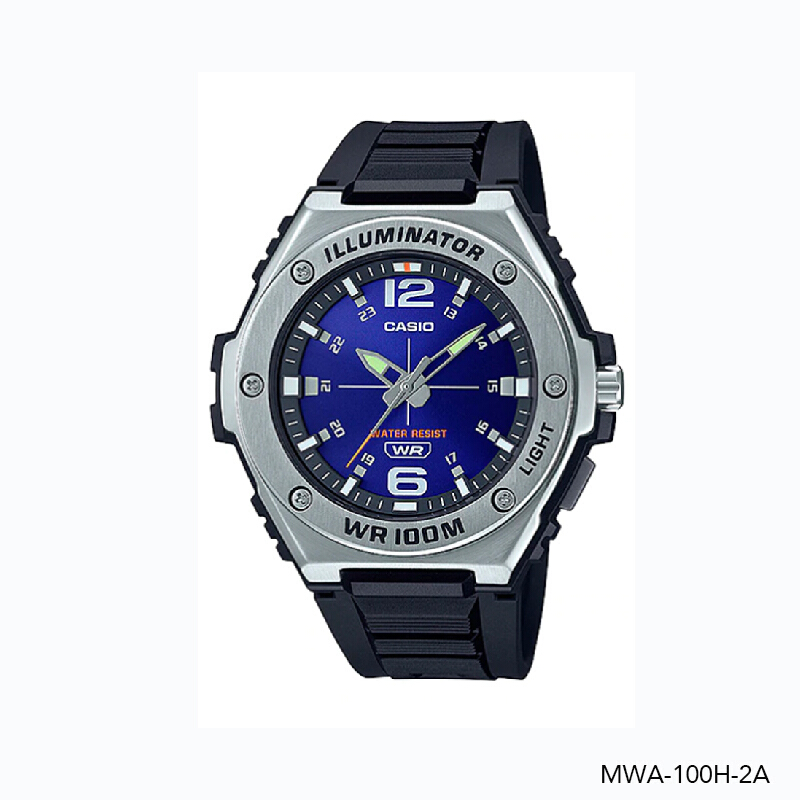 นาฬิกาข้อมือผู้ชาย Casio Standard MWA-100 Series สายเรซิ่น MWA-100H-1A MWA-100H-1A2 MWA-100H-2A MWA-100H-7A