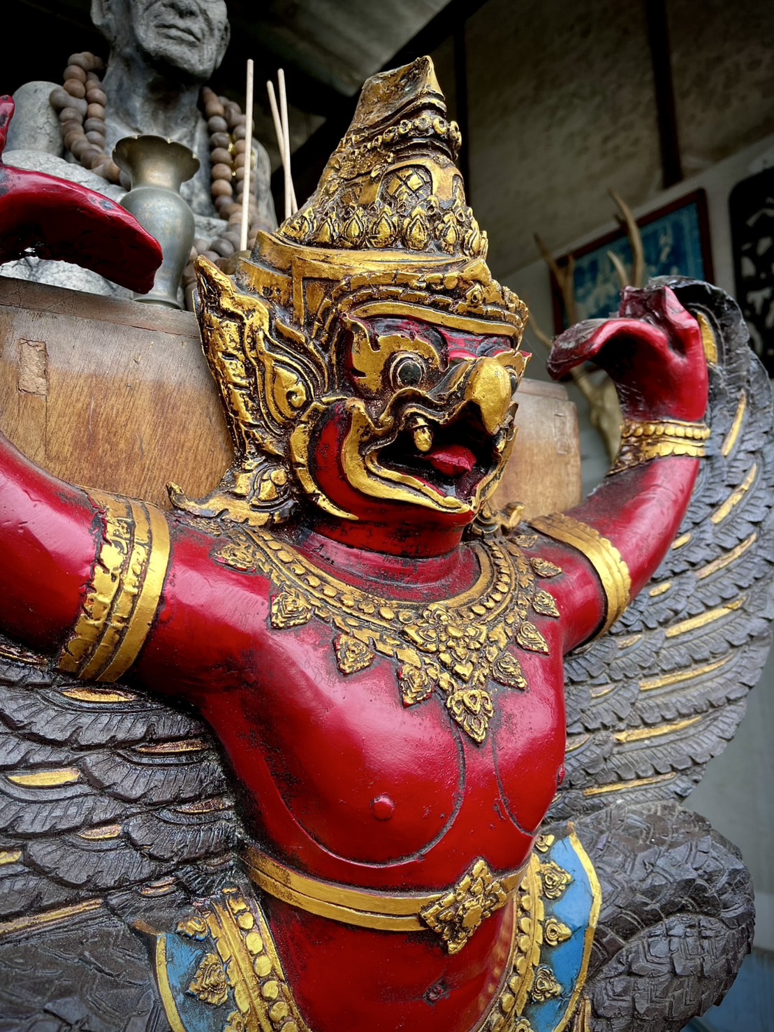 พญาครุฑสำนักงานเก่า ครุฑแขวนผนัง ขนาด65ซม ครุฑหน้าดุ