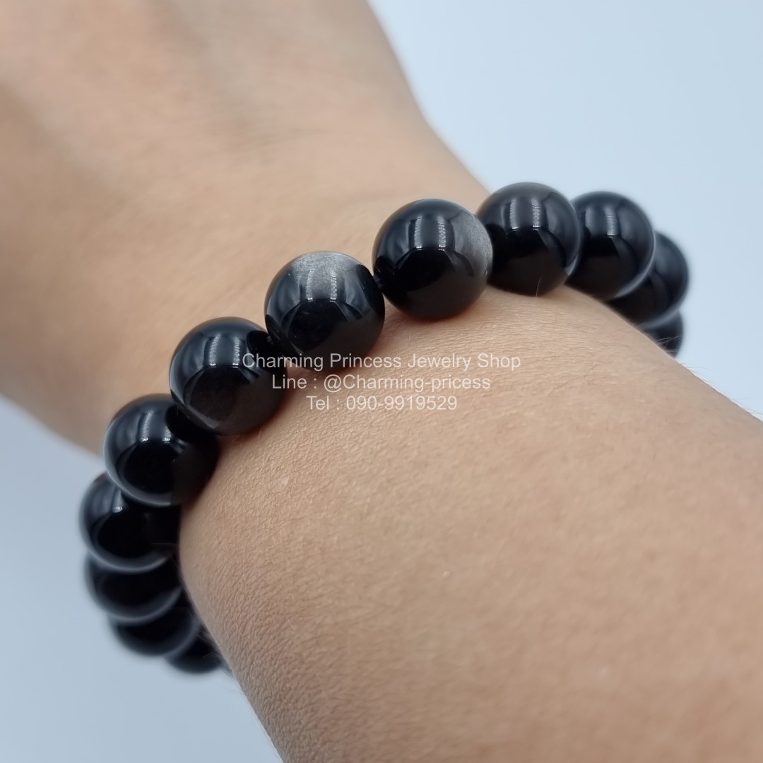Silver Sheen Obsidian ซิลเวอร์ชีน ออบซิเดียน 10 มม ช่วยขับไล่โชคชะตาที่เลวร้าย