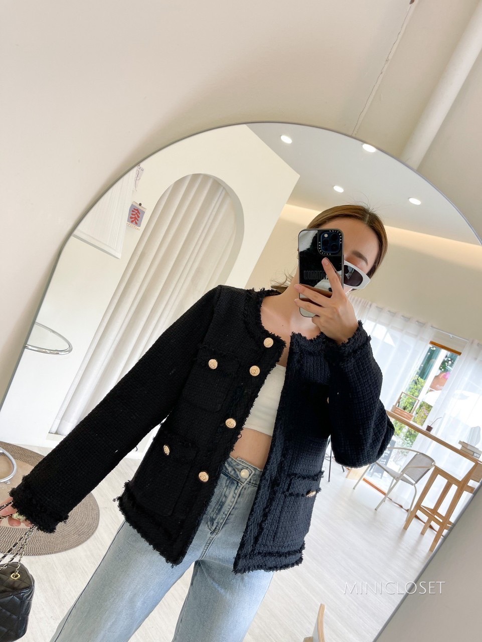 เสื้อทวิตสวยหรูไฮโซ สีขาว สีดำ