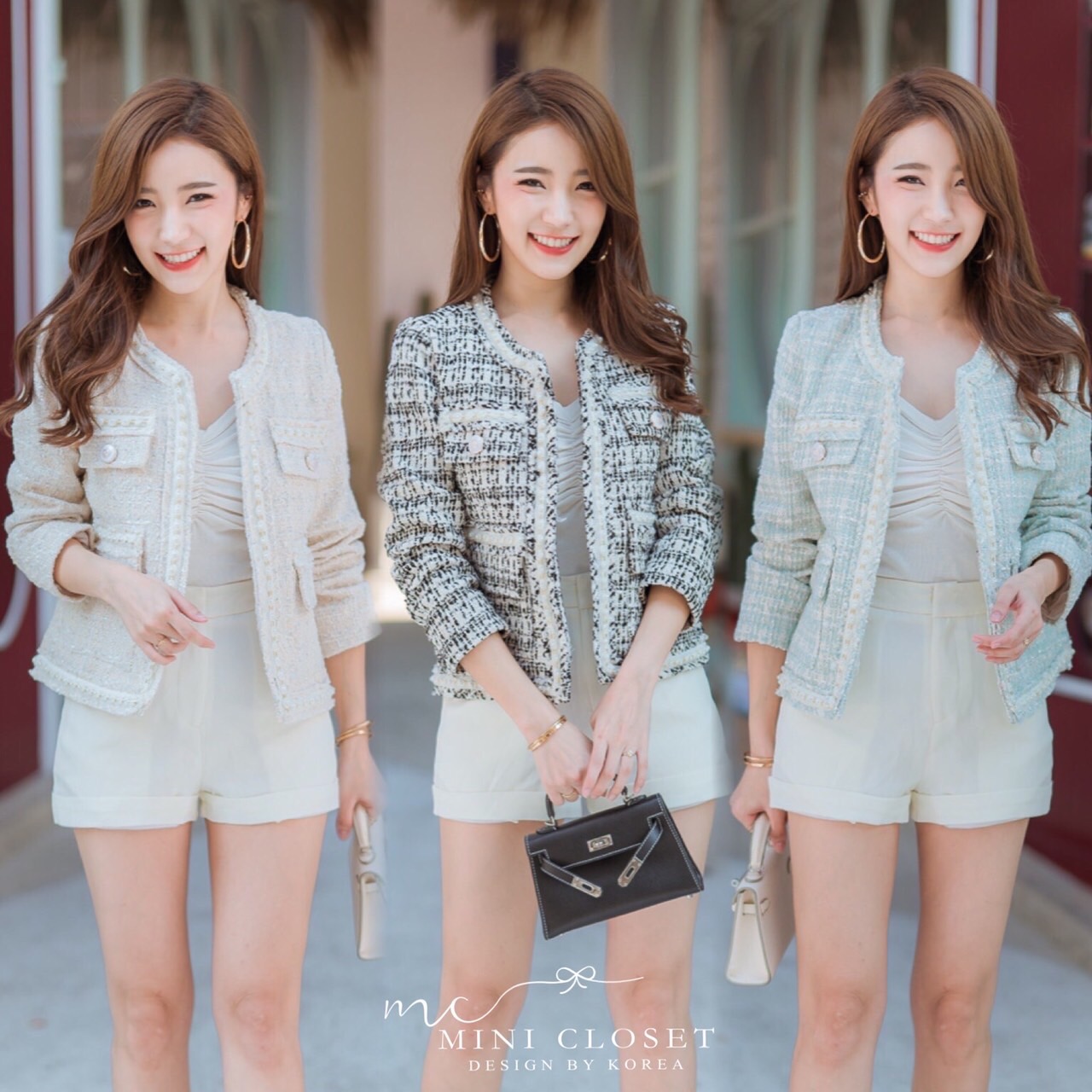 เสื้อตคลุมทวิต สวยหรูดูแพง สไตล์เกาหลี มี3 สีสวยๆ