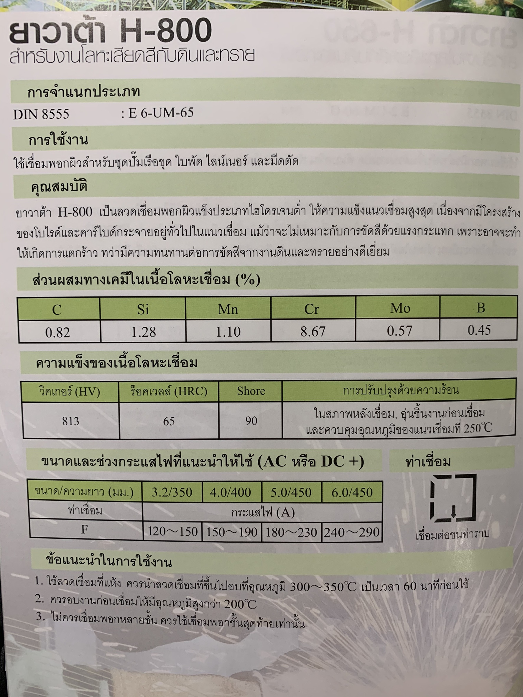 ลวดเชื่อมไฟฟ้า YAWATA H800 (ห่อละ 5กก.)