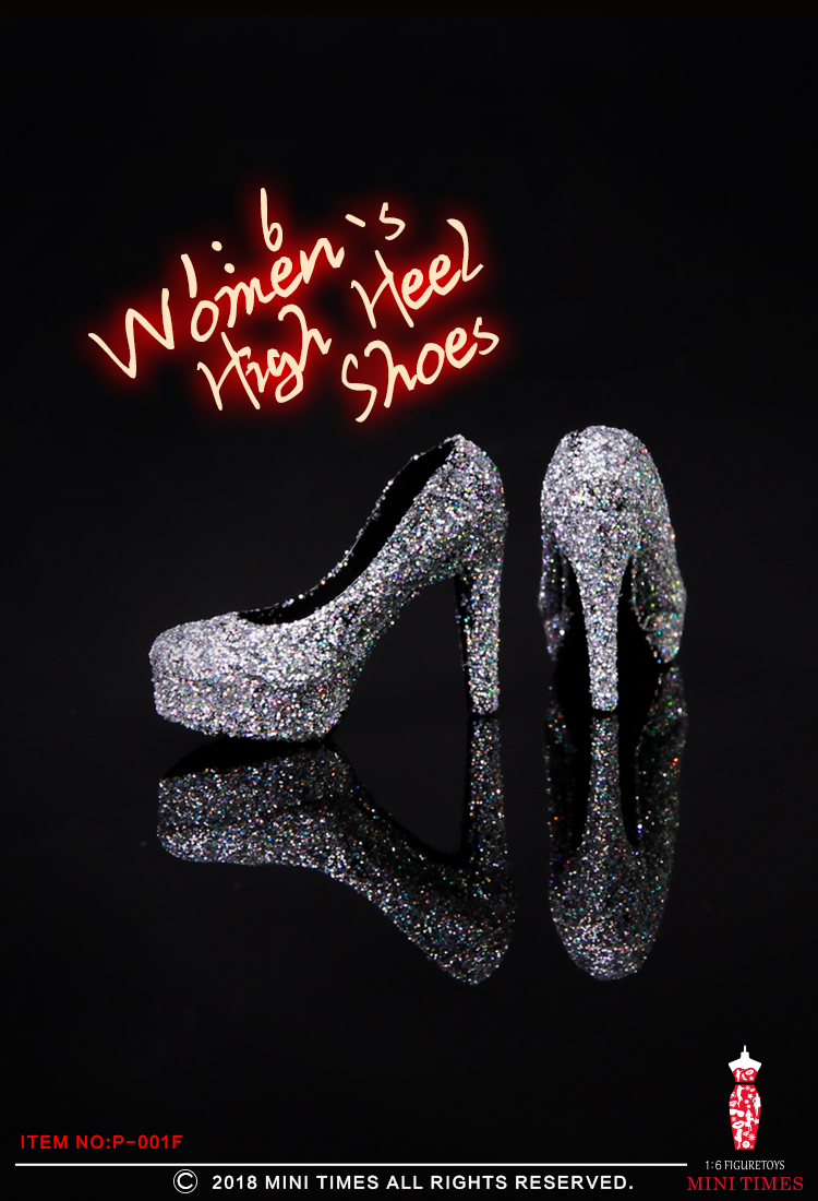 Mini Times toys P-001 Sequined gold silk crystal high heels