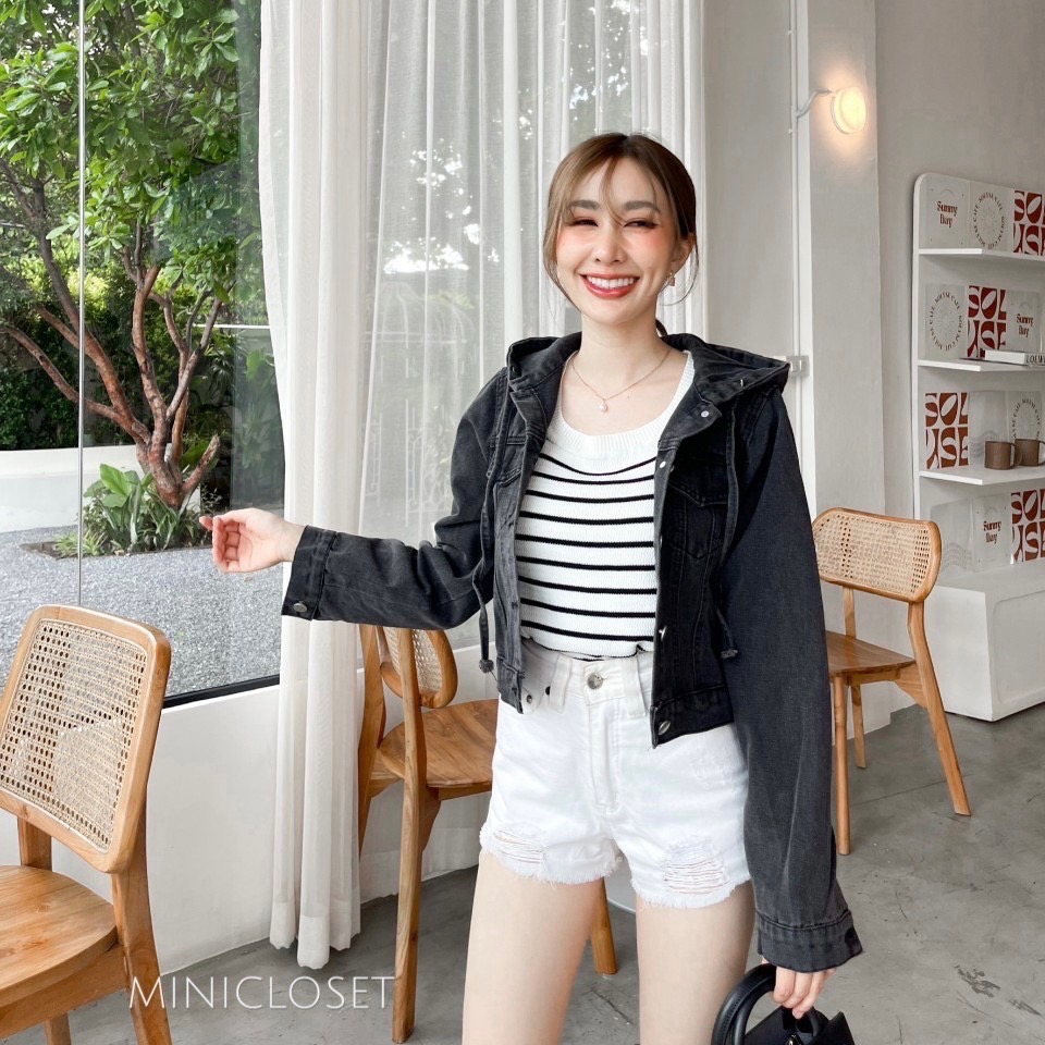 เสื้อยีนส์มีฮู้ด แจ็คเก็ตยีนส์ผู้หญิง