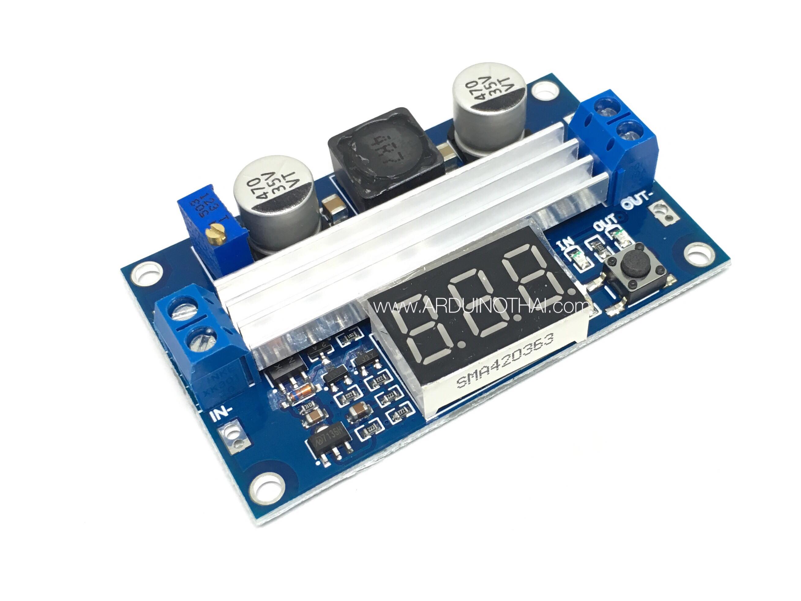 DC-DC โมดูลแปลงแรงดันไฟขึ้น Step up with Digital voltmeter 3.5-35V 6A 100W สต็อกไทยส่งไว