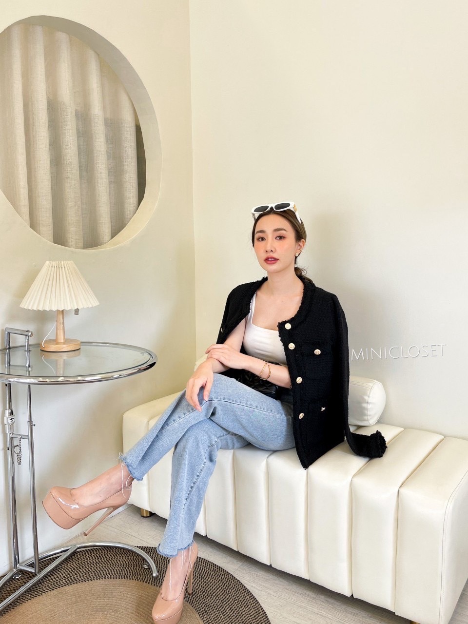 เสื้อทวิตสวยหรูไฮโซ สีขาว สีดำ