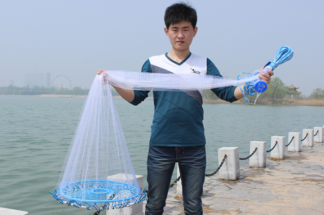 OT26 แหจานบิน แหฝรั่ง ทอดแหไม่เป็นก็ทอดได้ จับปลาๆง่ายๆ ขนาด 300 cm x150 cm