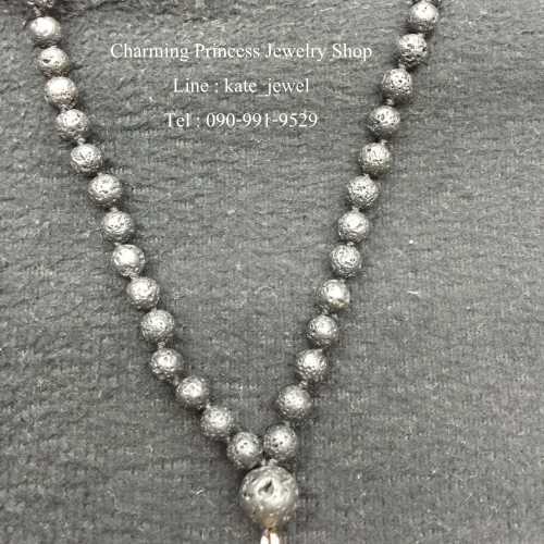 Lava Necklcae with Rope Handmade 8 mm สร้อยคอหินนำลาวา 8 มม