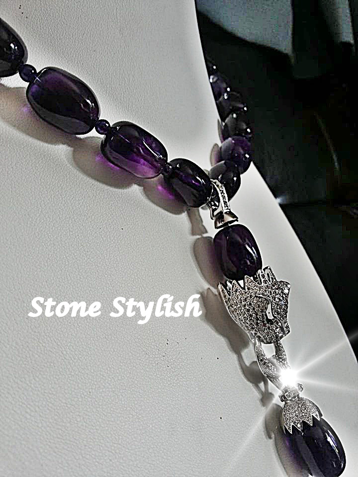 สร้อยคอ อเมทิสต์ จาก โมกก พม่า หัวสิงห์ /Amythyst Necklace