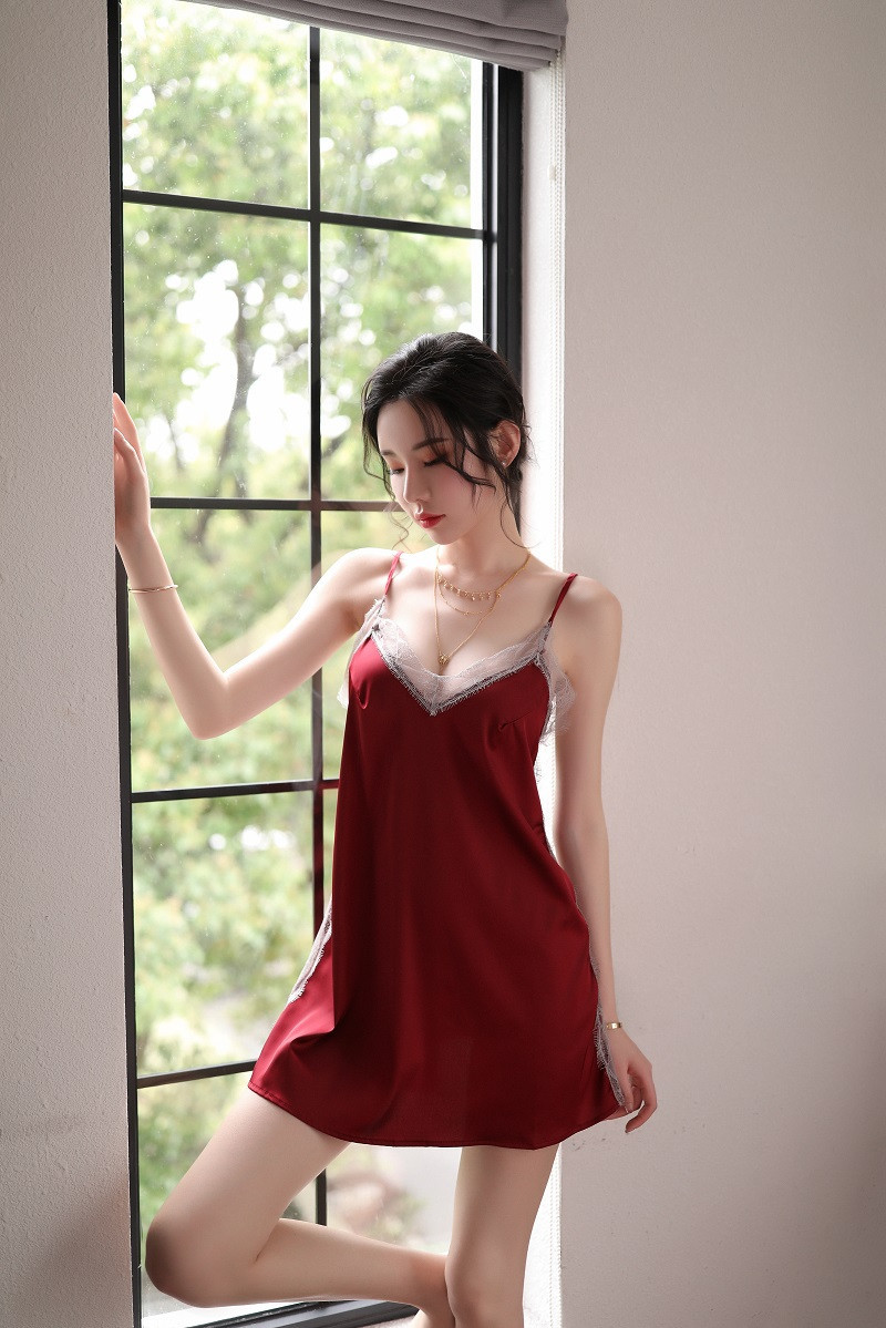 🍊 SEXY24 ชุดนอนลูกไม้ ผ้าซานตินงานสวย ใส่สบาย