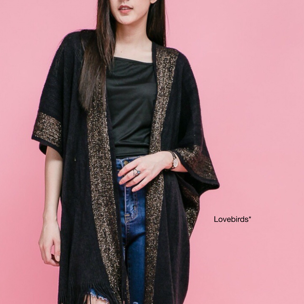 เสื้อคลุมไหมพรมบาง ตัดลายกริสเตอร์ ชายฟริ้ง งานน่ารักมากๆค่า