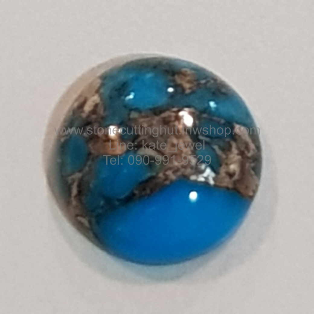 เทอร์ควอยซ์ หินเจียรหลังเบี้ยรูปทรงกลม ขนาด 10 มม