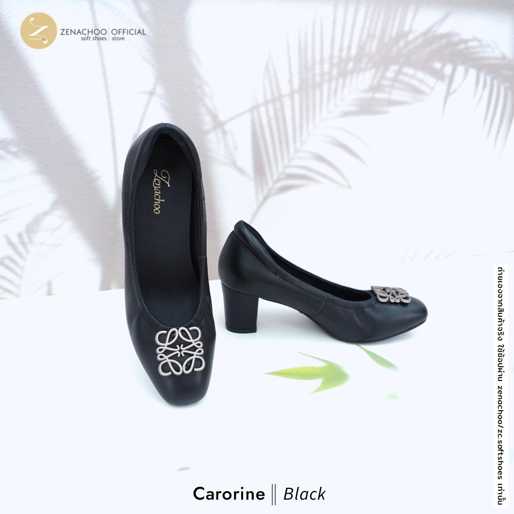 ทรงปกติ:เปลี่ยนไซส์ได้-ไม่รับคืน รุ่นขายดี Zenachoo Carorine สูง 2 นิ้ว รองเท้าหนังแกะแท้ หัวตัดหน้ากว้าง