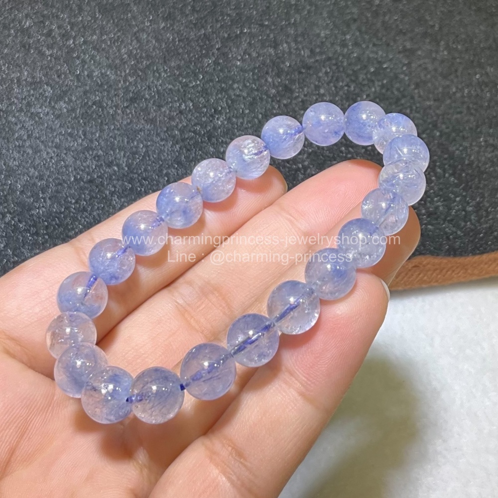 Blue Dumortierite Quartz ดูมอร์เทอไรต์ 8.7 mm AAA+ ใสสวย
