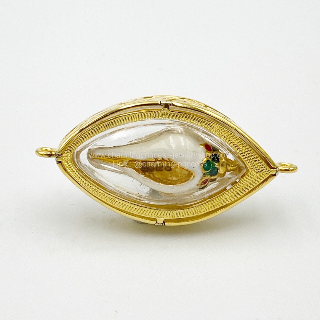 พระสังข์ สั่งรวย ครูบากฤษณะ อินทวัณโณ นำไปล้อมกรอบ อัดกันน้ำ ฝังพลอย White Zircon ไวท์เซอร์คอน *Pre-order*