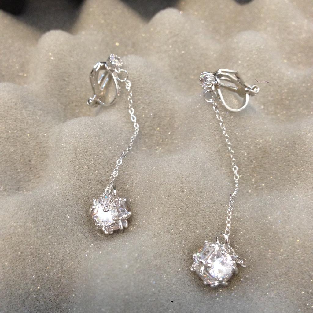 ต่างหูหนีบ Ball Swing มีซิลิโคนรอง หนีบไม่เจ็บ เงินแท้92.5% ไม่เจาะหูก็สวยได้_142