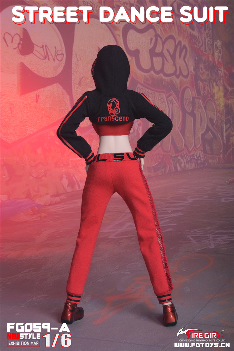 Fire Girl Toys FG059-A Street dance suit (black and red)