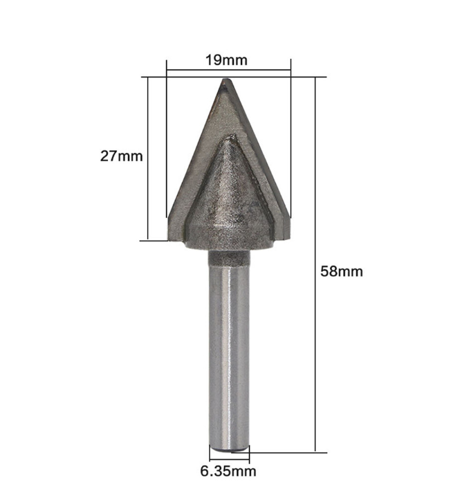 DR13 ดอกทริมเมอร์ V Cutter แกน 1/4 60 องศา ฟันคารไบร์แท้ สำหรับงาน แกะไม้