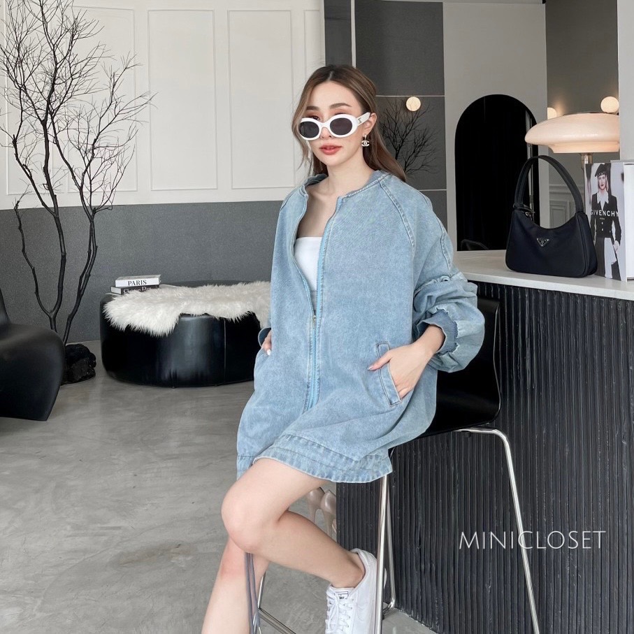 เสื้อคลุมยีนส์น่ารักสไตล์เกาหลี เสื้อคลุมโอเวอร์ไซส์