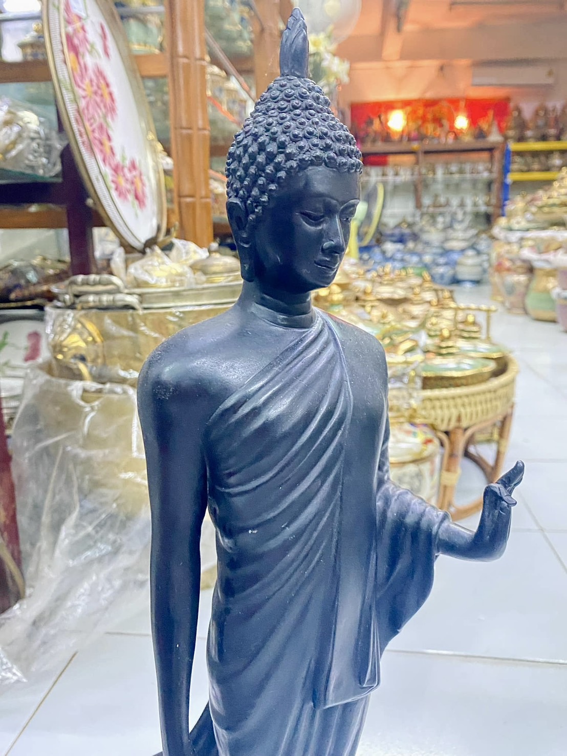 พระ25พุทธศตวรรษ ปี2545 ทองเหลือง สูง21นิ้ว พระพุทธรูปปางลีลา ประธานพร