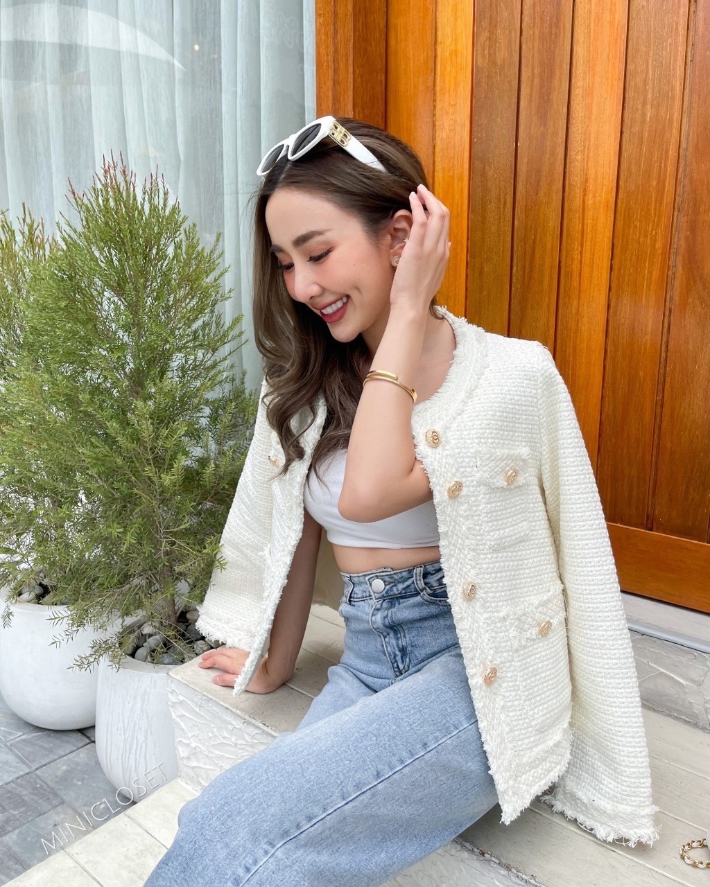 เสื้อทวิตสวยหรูไฮโซ สีขาว สีดำ