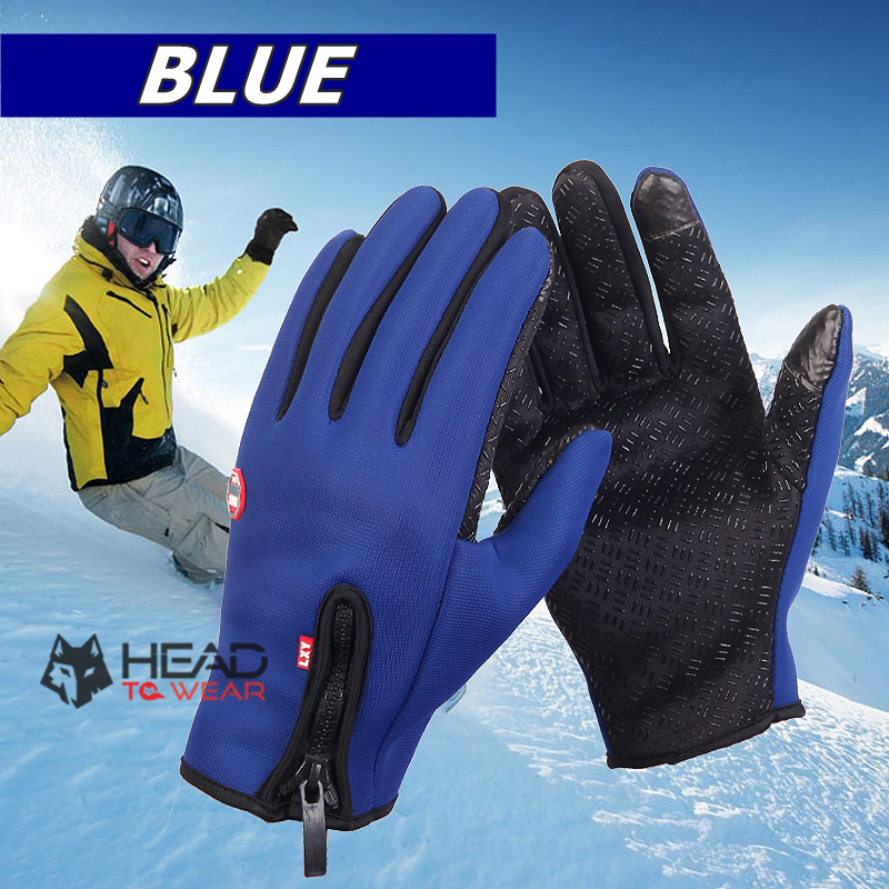 ถุงมือกันหนาว กันความเย็น เต็มนิ้ว : สีน้ำเงิน Blue รหัส GT023