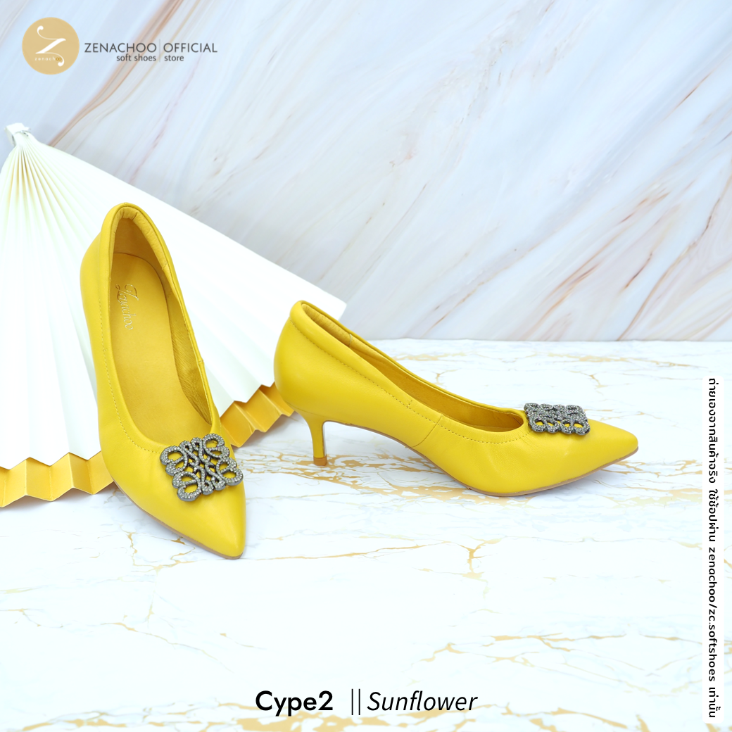 ทรงขายดี ใส่แล้วเท้าเพรียว ทรงปกติ เปลี่ยนไซส์ได้-ไม่รับคืน Zenachoo Cype2 สูง 2 นิ้ว รองเท้าหนังแกะแท้ ใส่สบายมาก