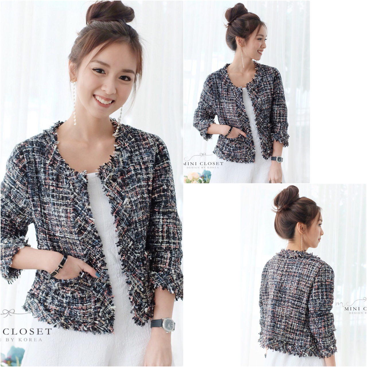 เสื้อคลุมตัวสวย มาใหม่ ไฮโซ ดูดี เนื้อผ้าชาแนลสวย แซมดิ้นเงินวิ้งๆวาวๆ