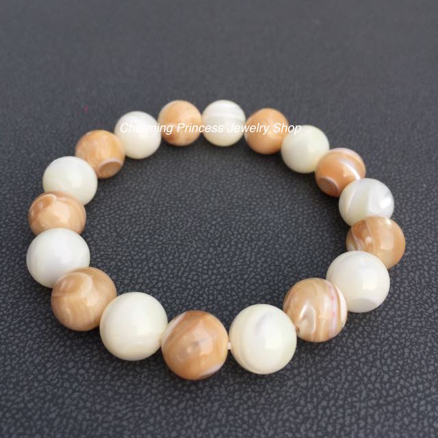 Mother of Pearl Brown and White มุก 10 มม ช่วยให้ความปรารถนาของผู้หญิงเกี่ยวกับความรักนั้นสมหวัง สำเนา
