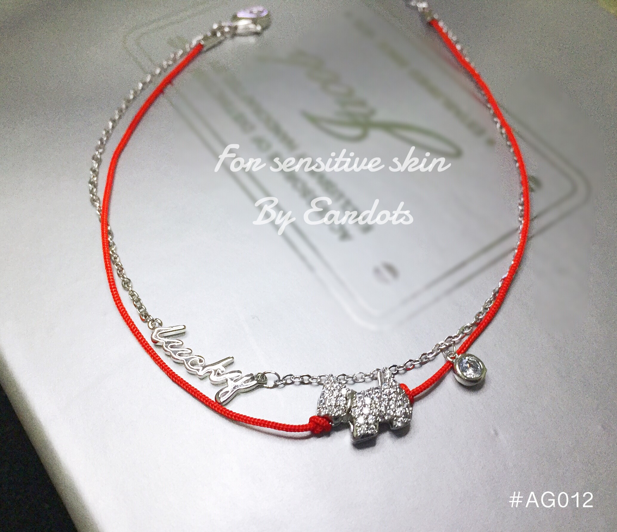 “เช็คสินค้าทัก line ก่อนโอนนะคะ”สร้อยข้อเท้าสำหรับผิวแพ้ง่าย Lucky Doggy (AG012)