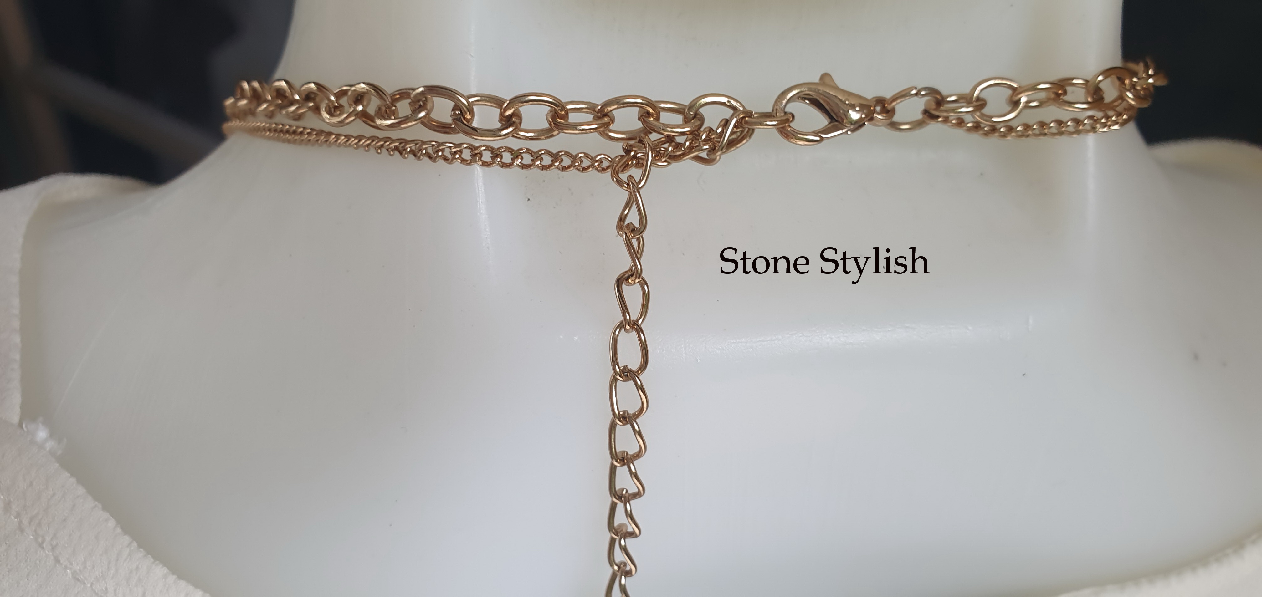 สร้อยคอโรสควอทซ์ + มูนสโตน #Rose Quartz + MoonStone Necklace