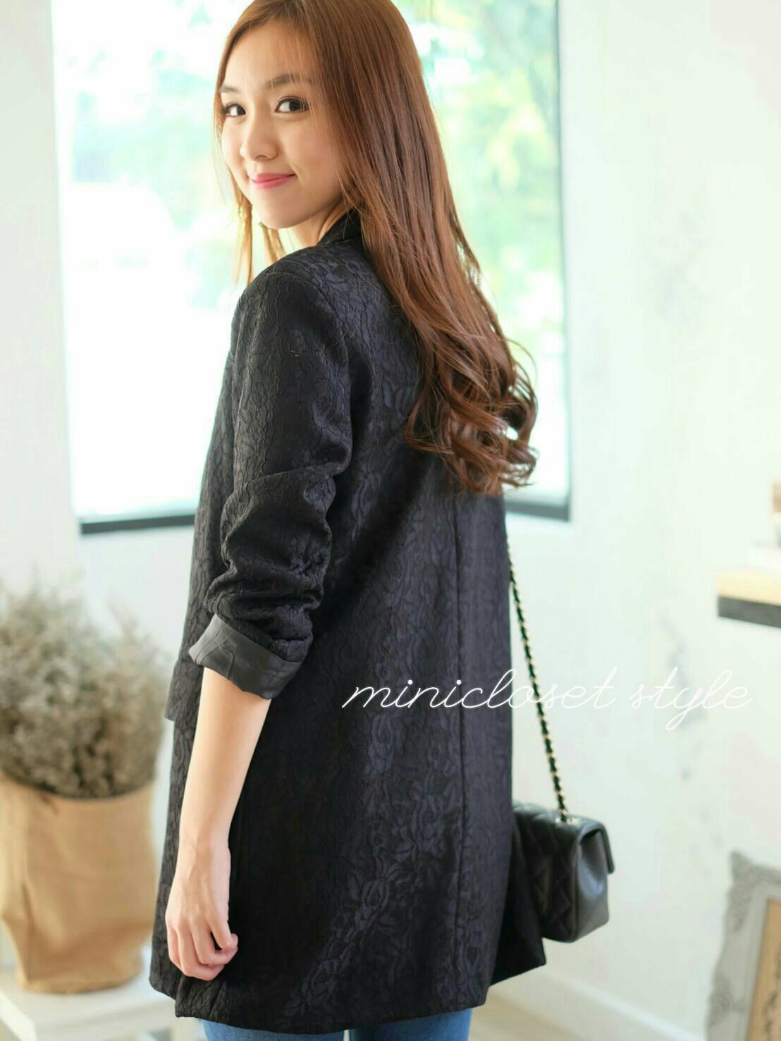 เบลเซอร์สูท สูทลูกไม้ความยาวคลุมสะโพก ผ้าลูกไม้อย่างดีซับในทั้งตัว