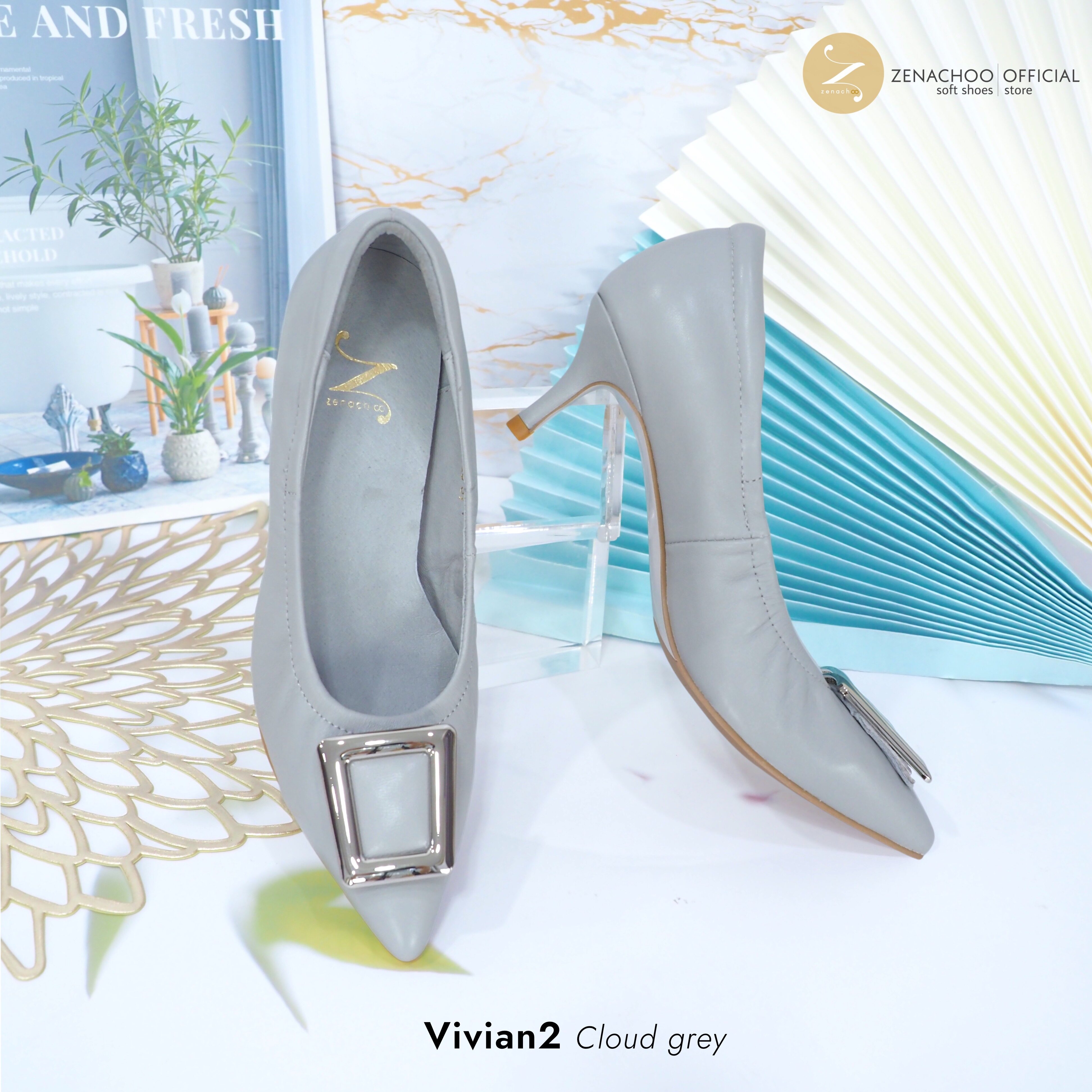 ทรงปกติ เปลี่ยนไซส์ได้ ไม่รับคืน Zenachoo รุ่น Vivian2 สูง 2 นิ้ว รองเท้าหนังแกะแท้ หน้ากว้างไม่บีบเท้า หนังนิ่มมาก