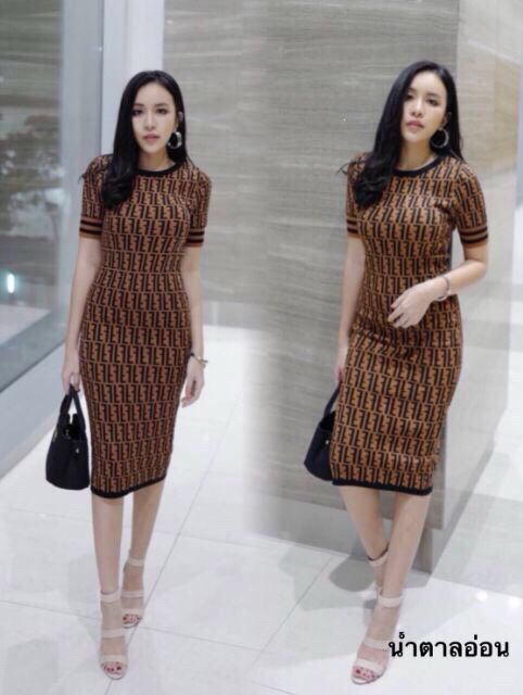 ชุดเดรส เดรสFendi เดรสยาว เดรสที่ขายดีที่สุดในปี2018