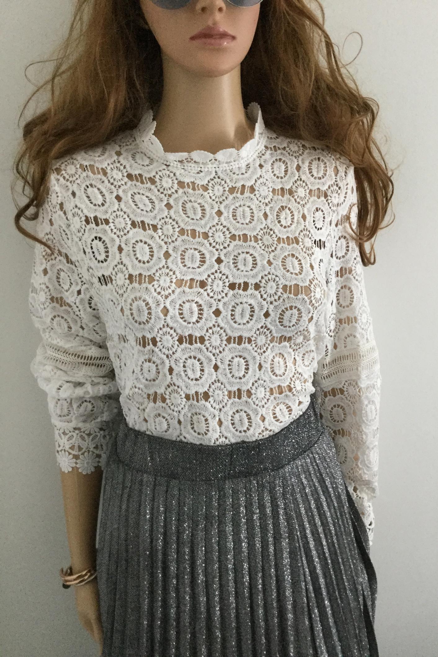 มาเพิ่มค้ะ!! เสื้อแขนยาวลูกไม้ฉลุ Self Portrait ดีไซน์คอลูกไม้ระบายน่ารัก แขนยาวจั้มข้อมือ คัตติ้งเนี้ยบ ซิปรูดหลัง แบบเก๋มากค่ะ (ดาราเซเลปใส่กันตรึม)