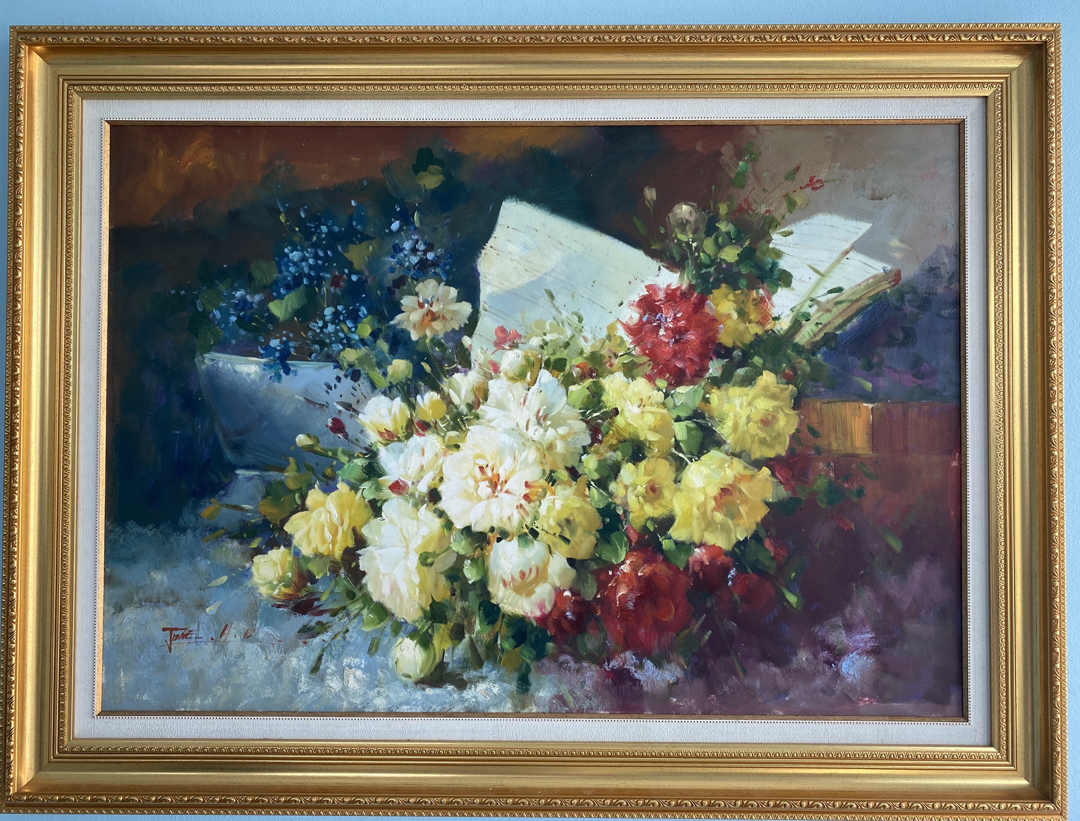 ภาพวาดสีน้ำมัน ผลงานศิลปินชื่อดังลายดอกไม้