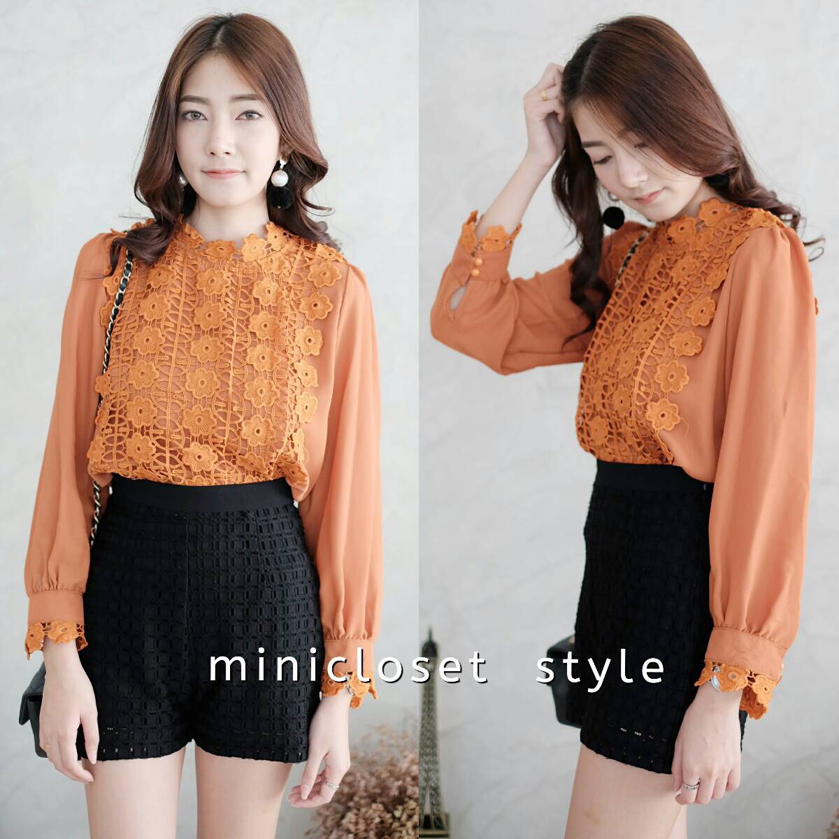 งานเสื้อชีฟองทราย แต่งลูกไม้คอตต้อนแผ่นใหญ่ลายสวยที่ด้านหน้าหลัง และปลายแขน ใส่สวยหวานและดูดีด้วย ต้องมีติดตู้นะคะ